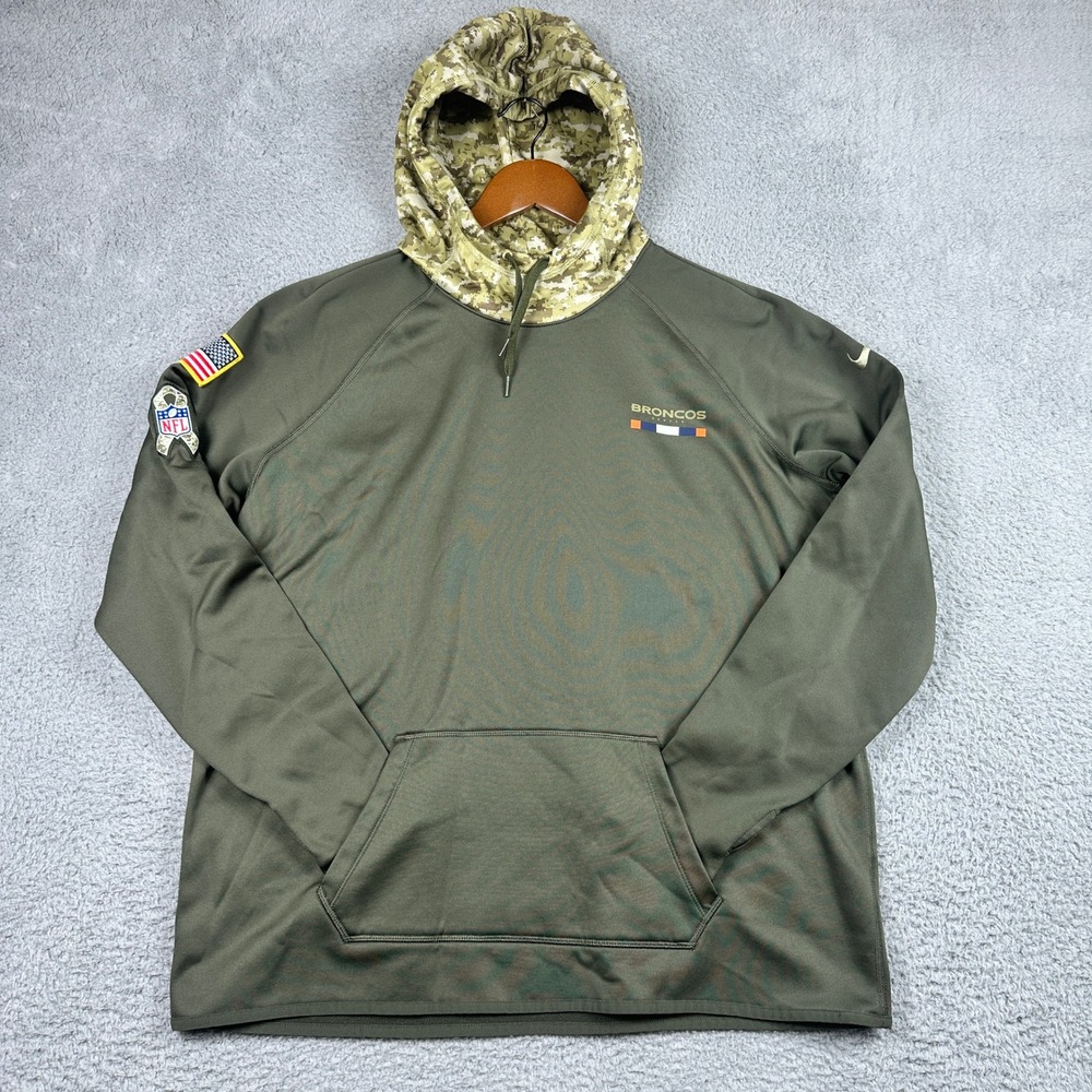 Denver Broncos Salute To Service Nike Hoodie Mens XL Olive Green Camo‎ USA NFL